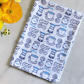 19x28 Greek Cafe Pattern Tea Towel