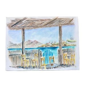 Original Vintage "Taverna Nikos" Painting, Mykonos 1994