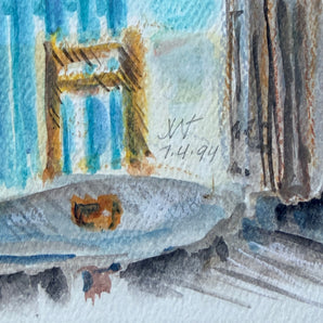 Original Vintage "Taverna Nikos" Painting, Mykonos 1994