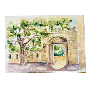 Original Vintage "Gate to Old Town Rhodes" Painting, Rhodes 1973