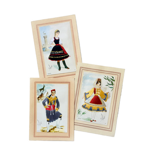 Vintage Silk-Embroidered Greek Costume Postcards by Elsi Gumier