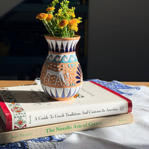 Handmade Ceramic Dakos Rodos Vase 5”