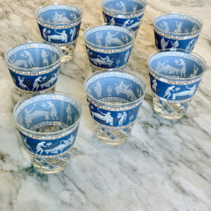 Vintage Jeannette Hellenic Cobalt Glass Tumblers - Set of 8