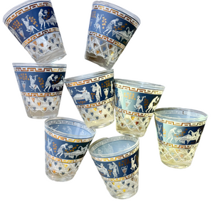Vintage Jeannette Hellenic Cobalt Glass Tumblers - Set of 8