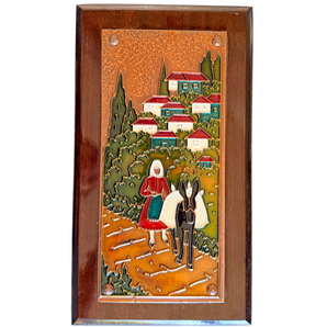 Vintage Aethra Greek Copper & Enamel Wall Plaque