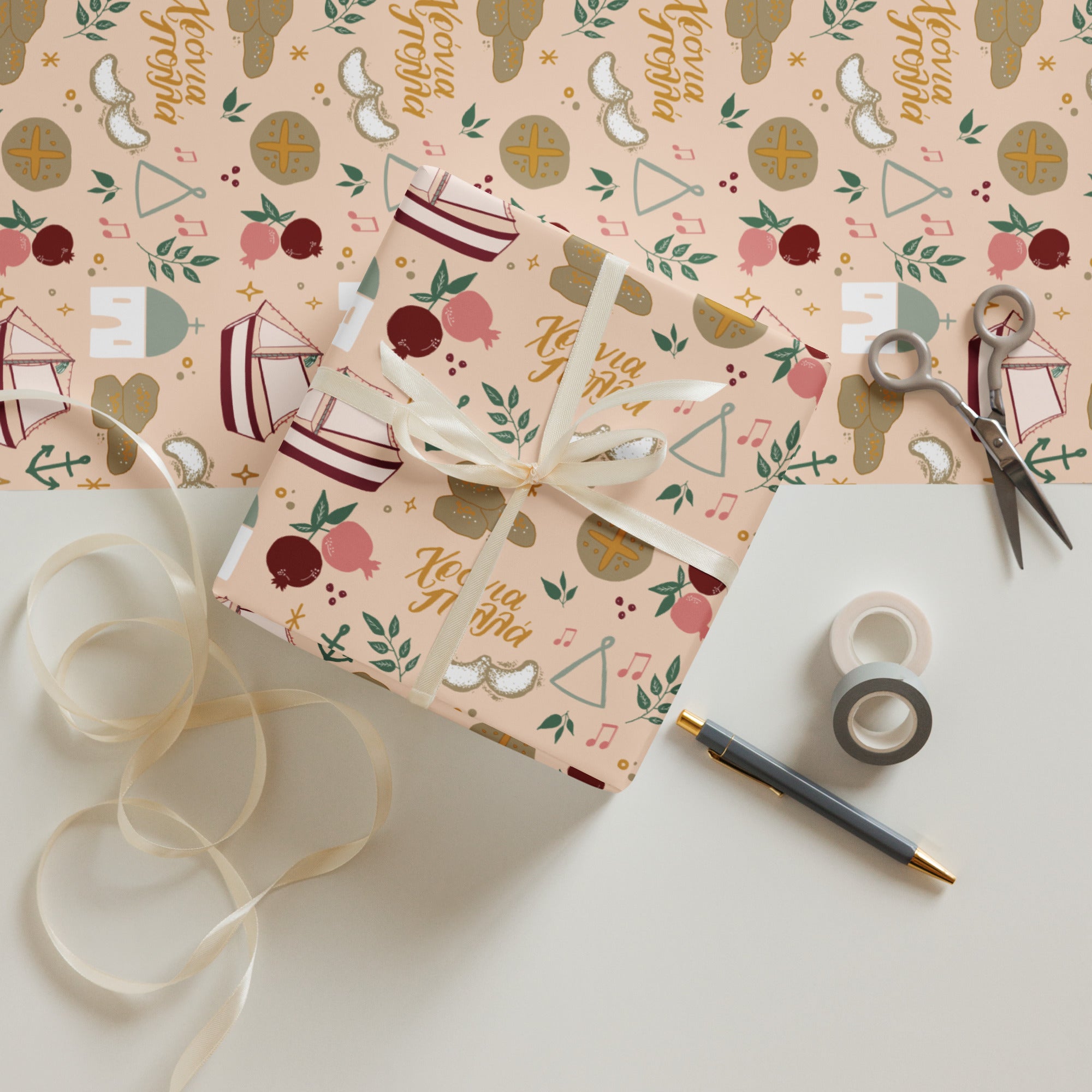 Greek Christmas Magic Wrapping Paper – Cartoules Press